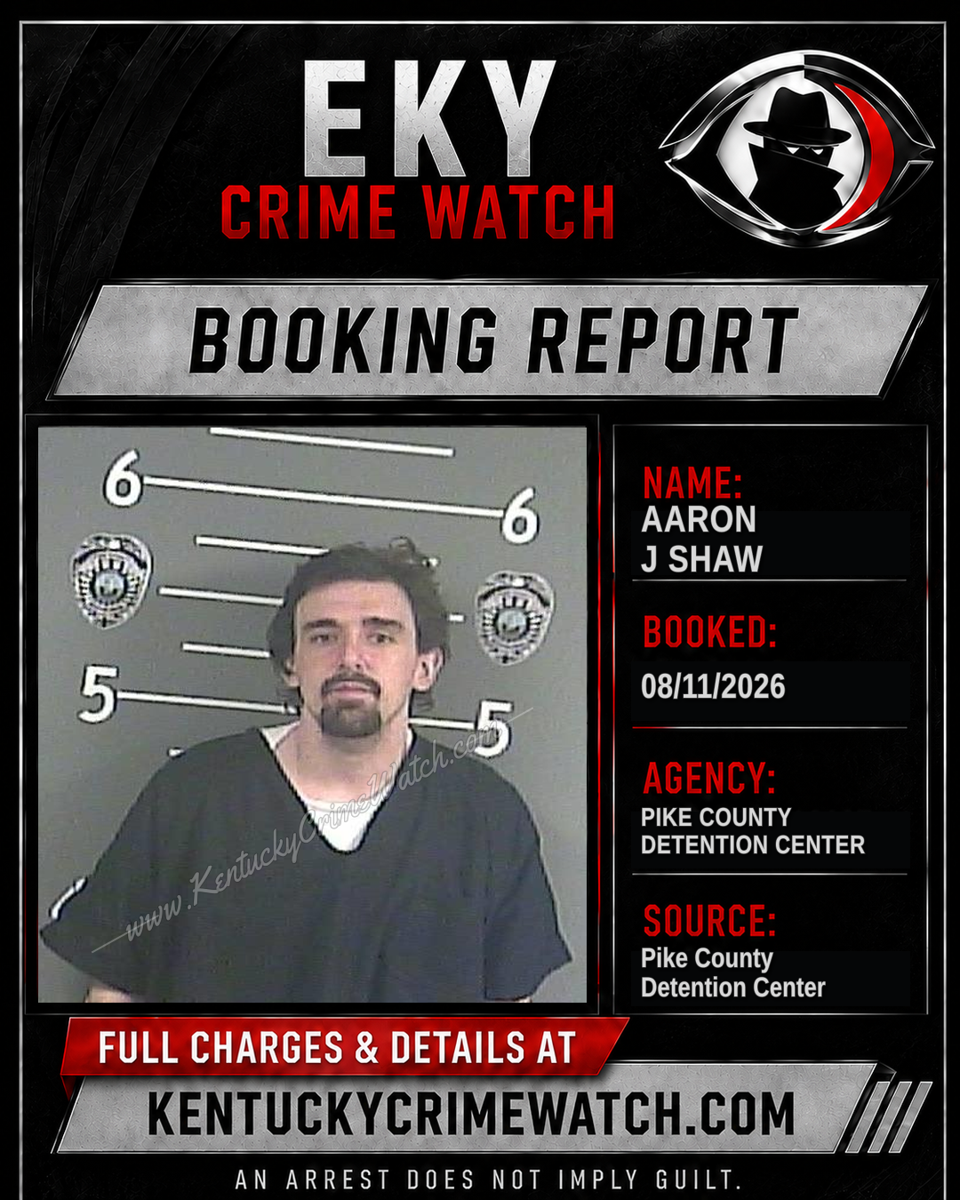 AARON J SHAW booking report card