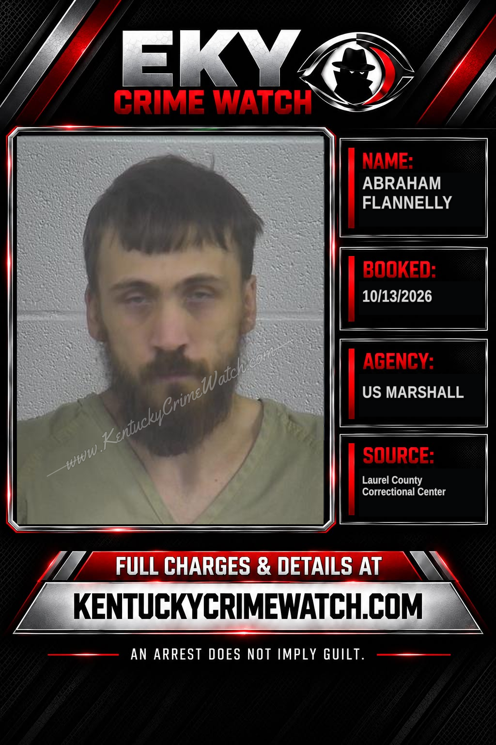ABRAHAM FLANNELLY booking report card