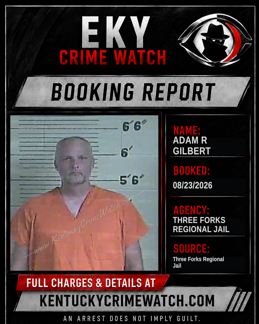 Adam R Gilbert booking report card