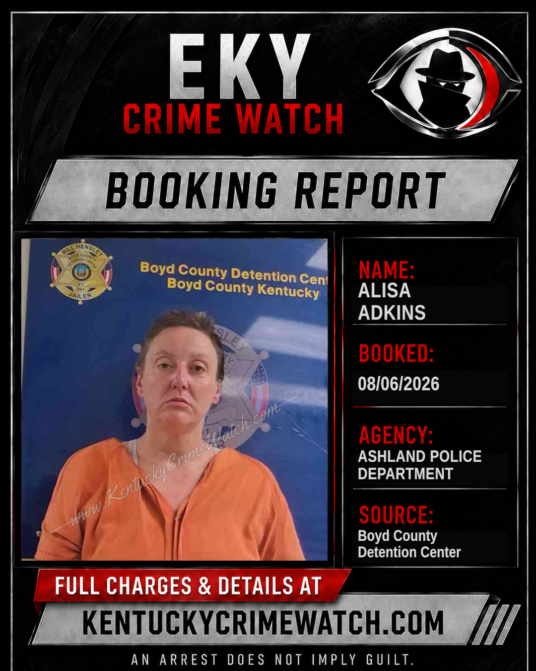 ALISA ADKINS booking report card