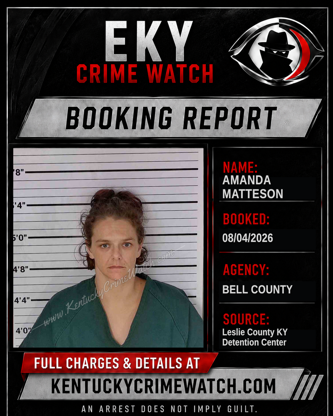 AMANDA MATTESON booking report card