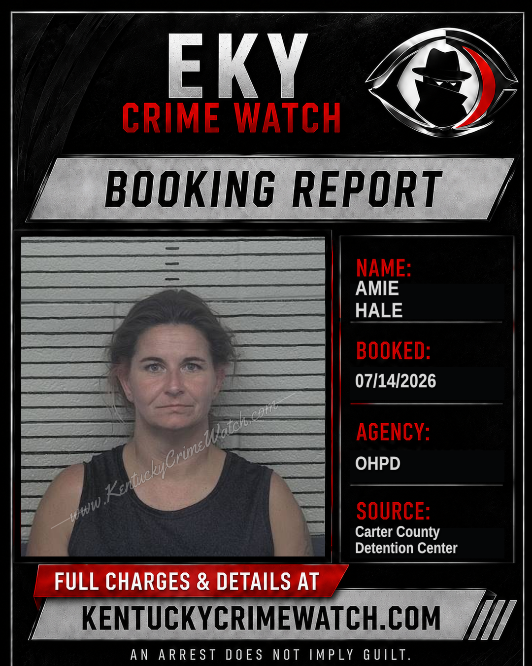 AMIE HALE booking report card
