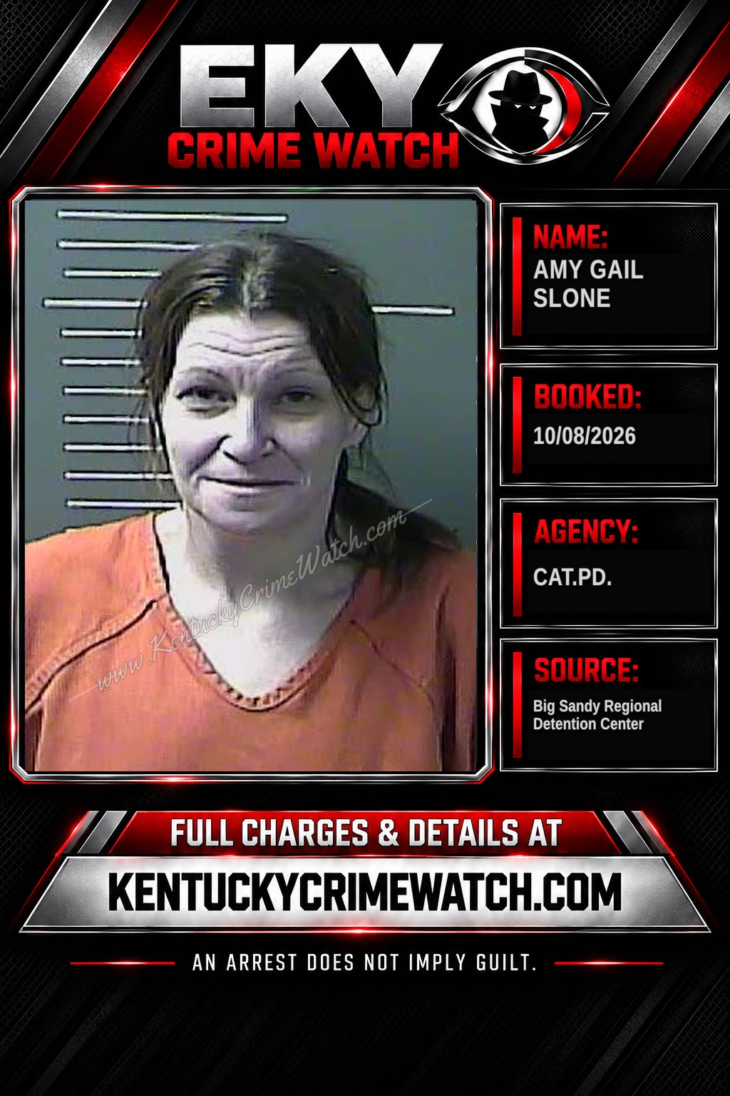 AMY GAIL SLONE booking report card