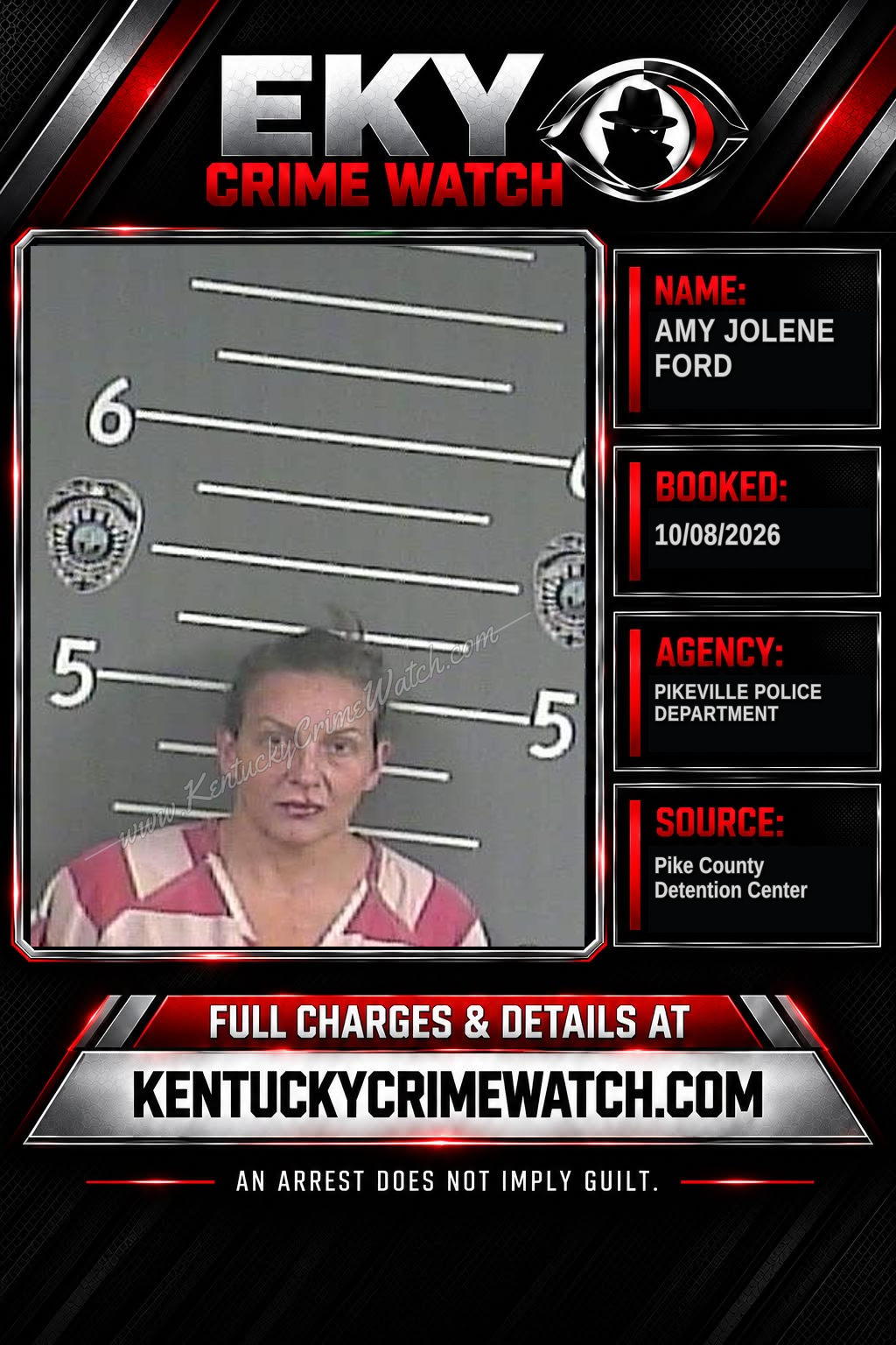 AMY JOLENE FORD booking report card
