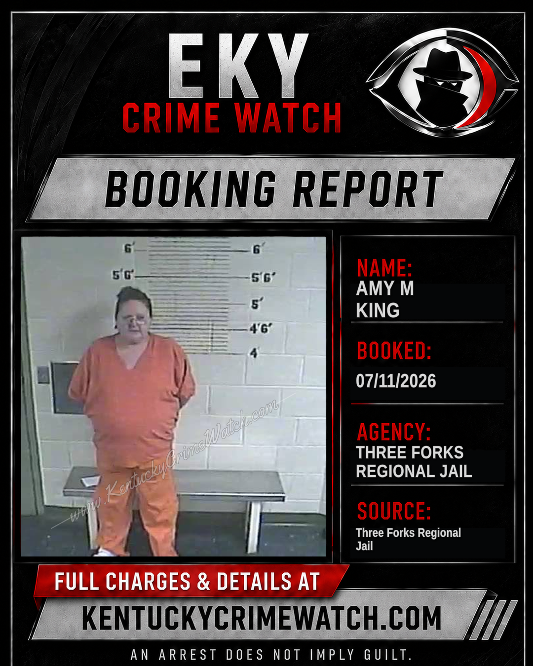 Amy M King booking report card