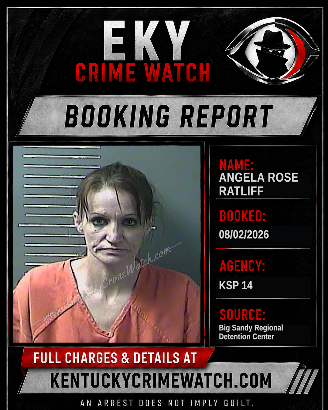 ANGELA ROSE RATLIFF booking report card