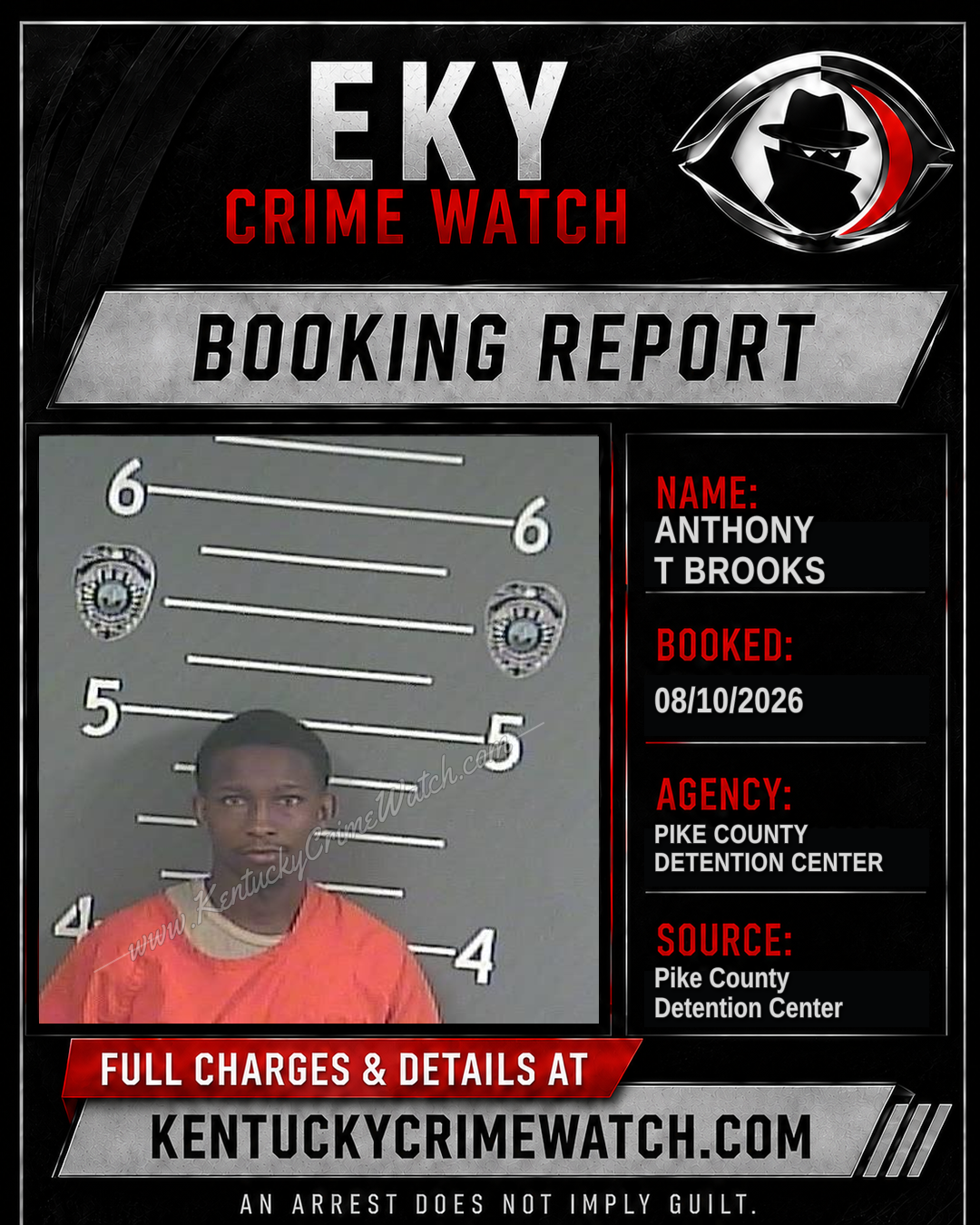 ANTHONY T BROOKS booking report card