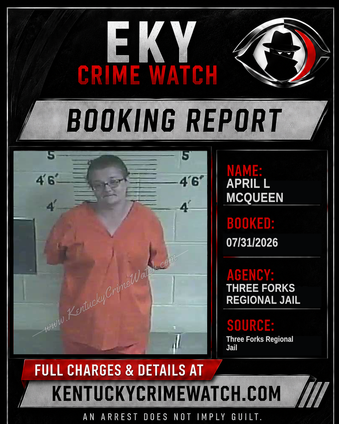 April L McQueen booking report card