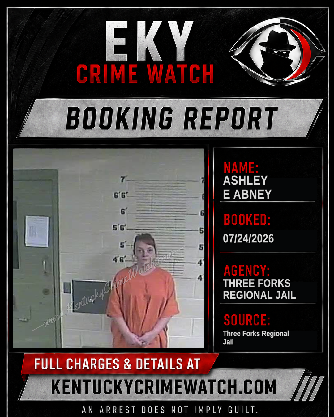 Ashley E Abney booking report card
