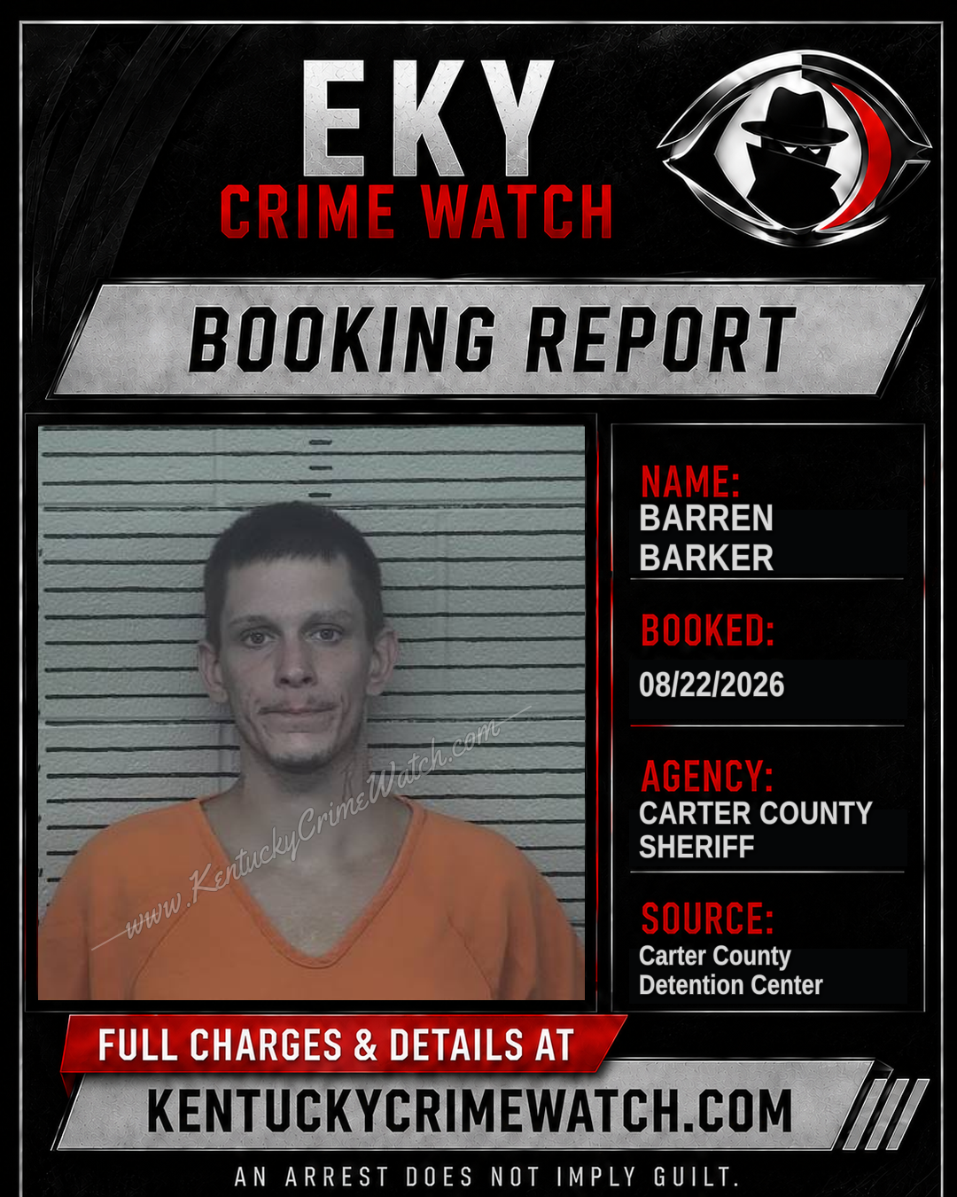 BARREN BARKER booking report card