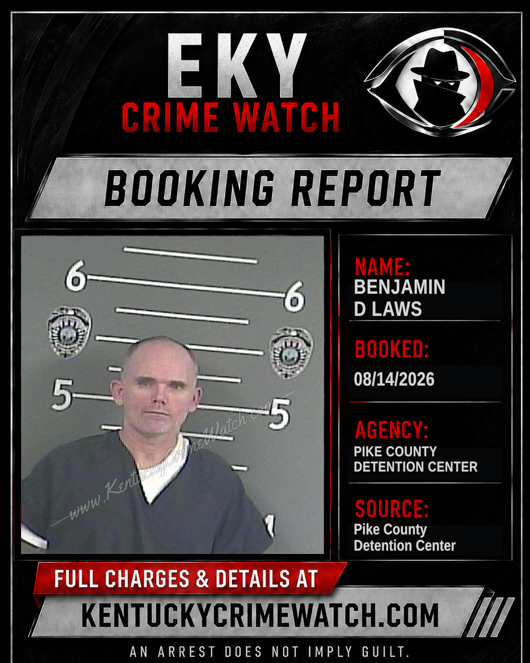 BENJAMIN D LAWS booking report card