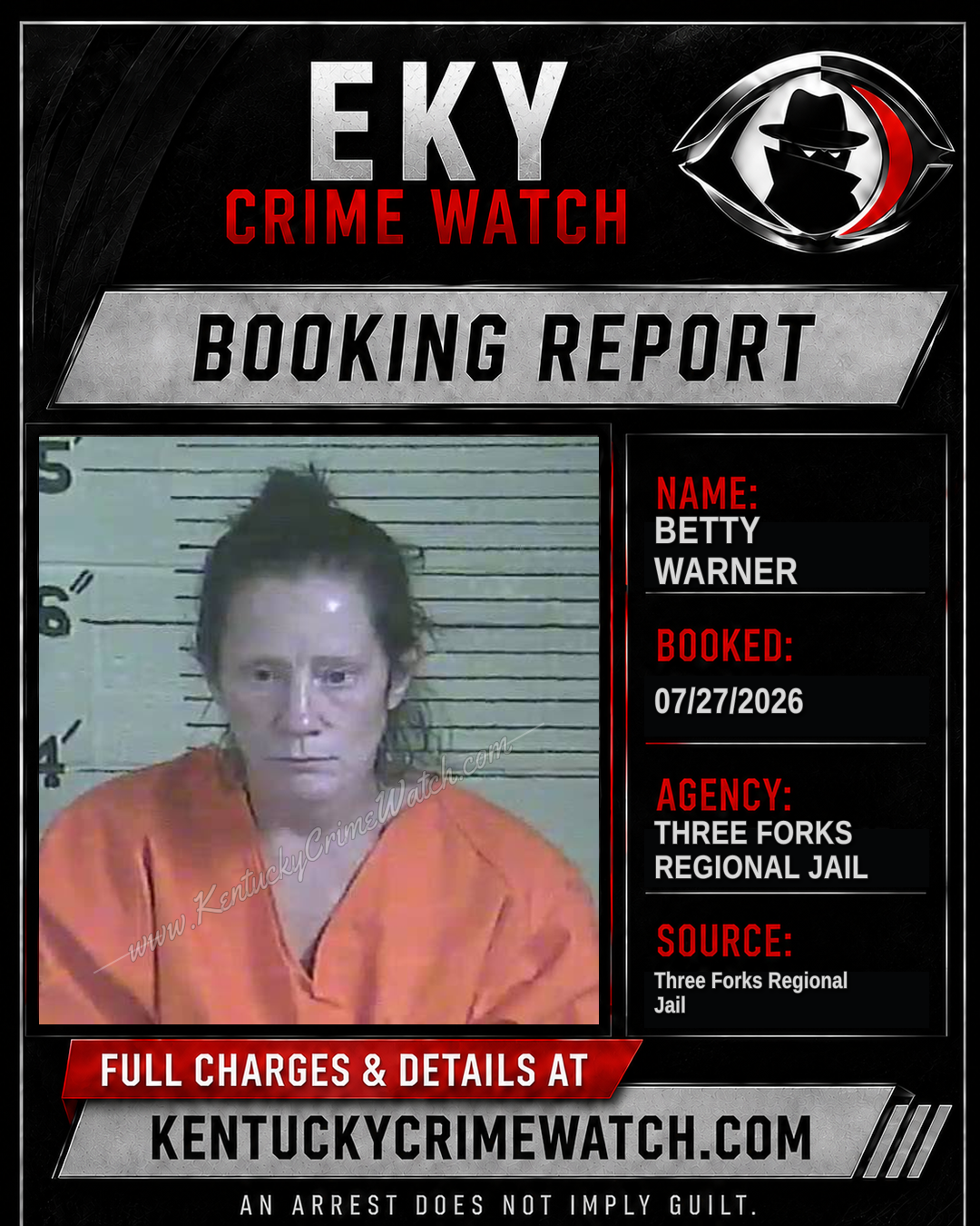 Betty Warner booking report card
