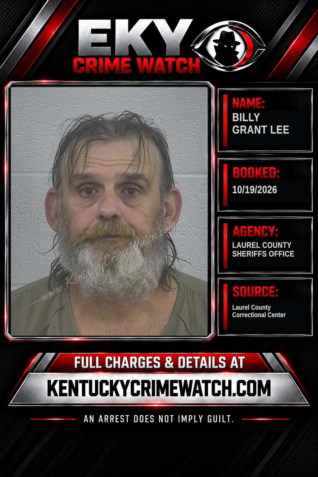 BILLY GRANT LEE booking report card