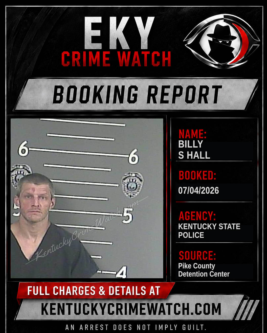 BILLY S HALL booking report card