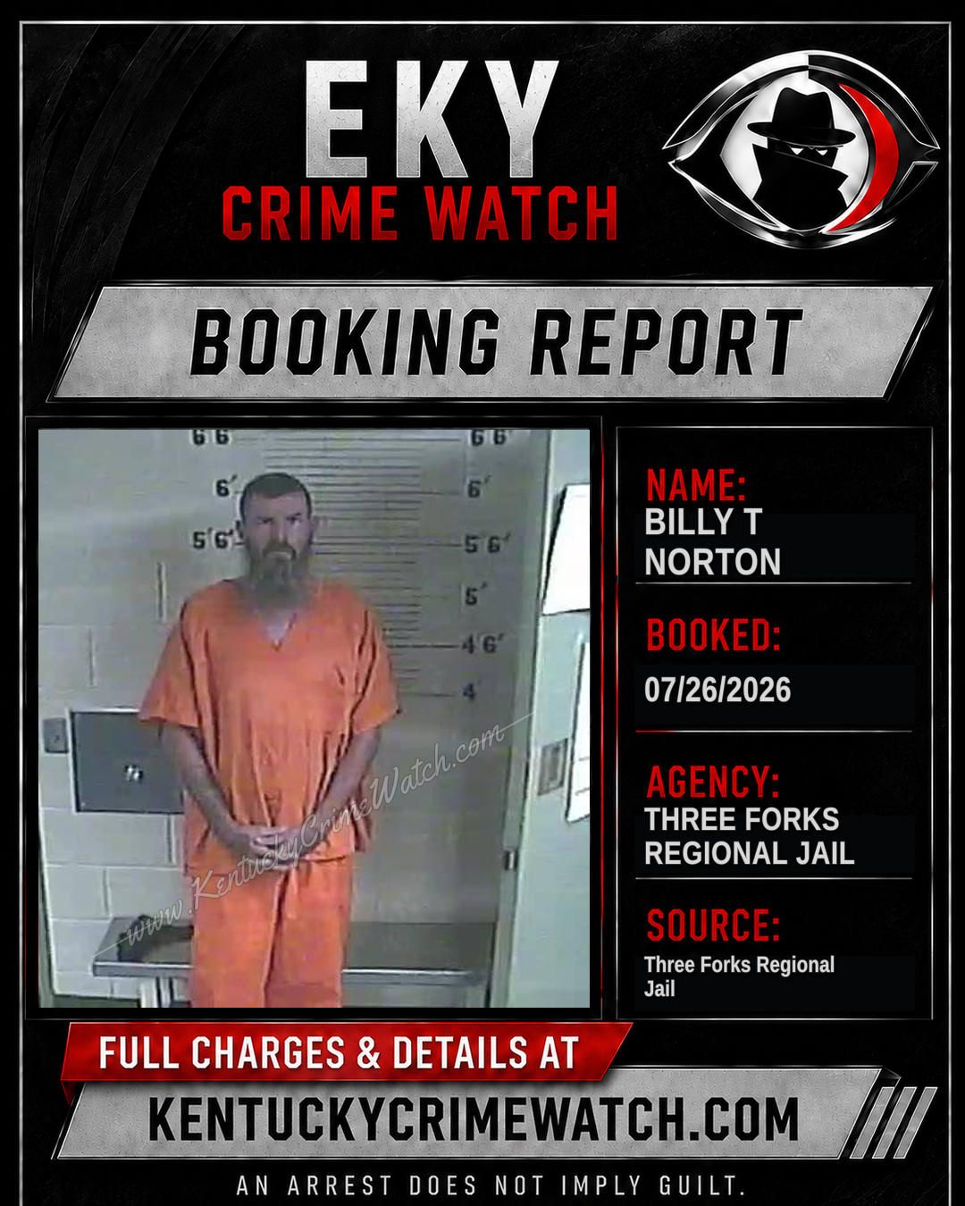 Billy T Norton booking report card