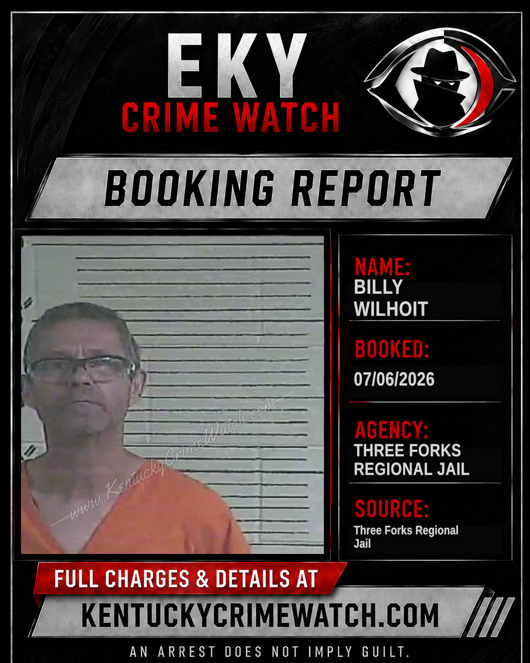 Billy Wilhoit booking report card