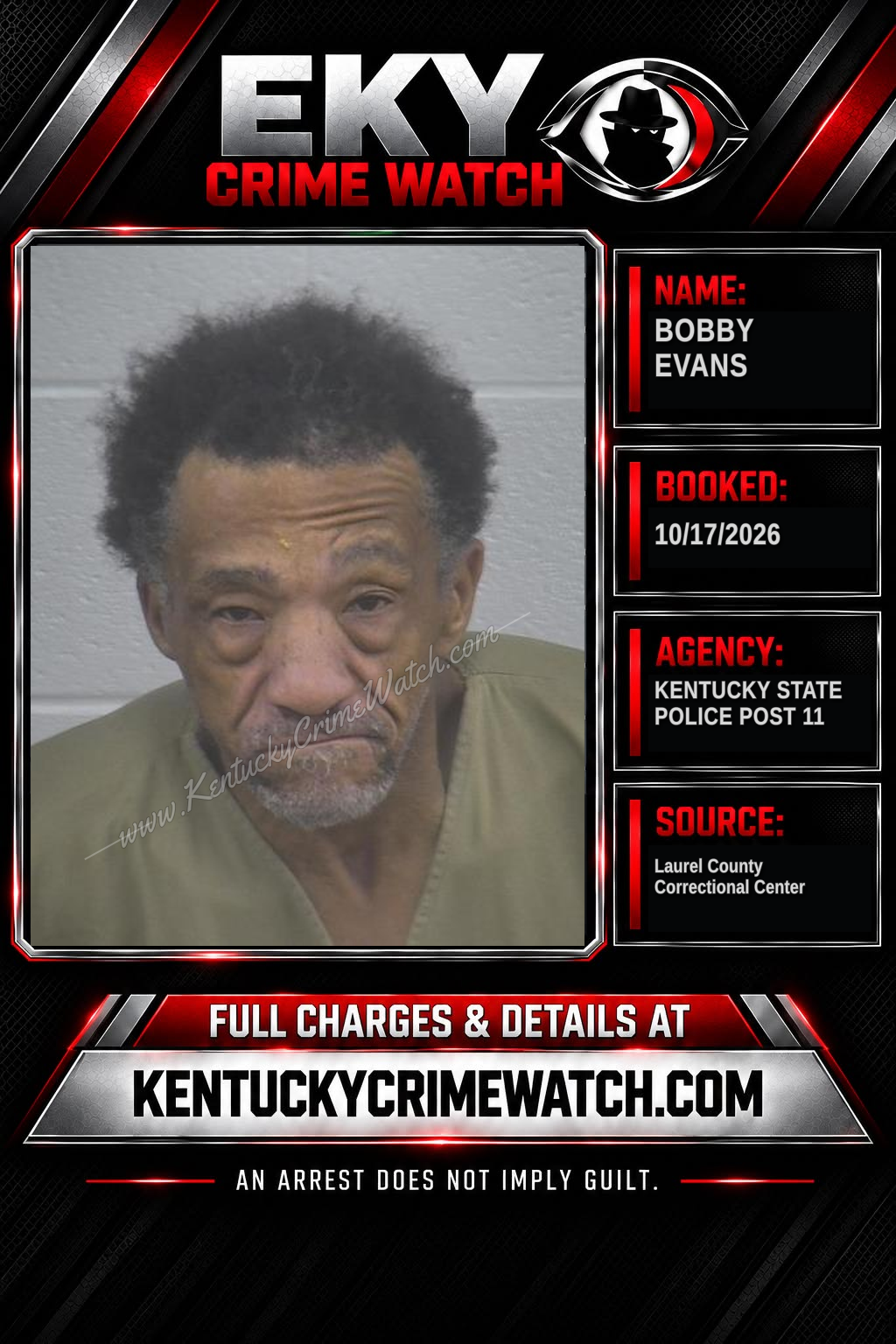BOBBY EVANS booking report card
