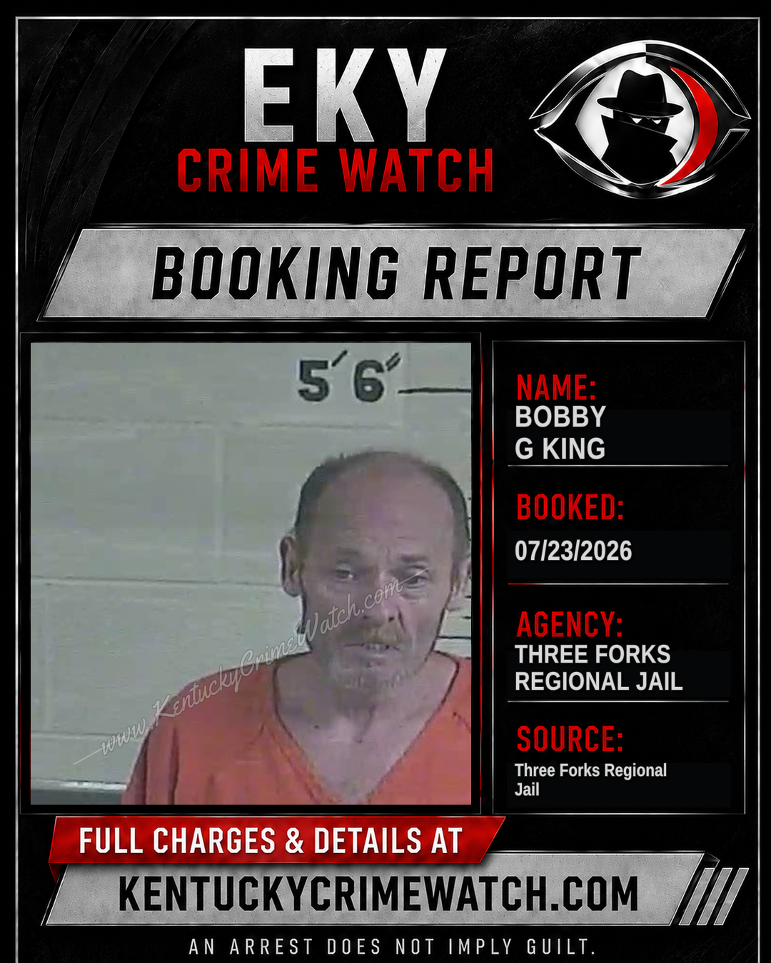 Bobby G King booking report card