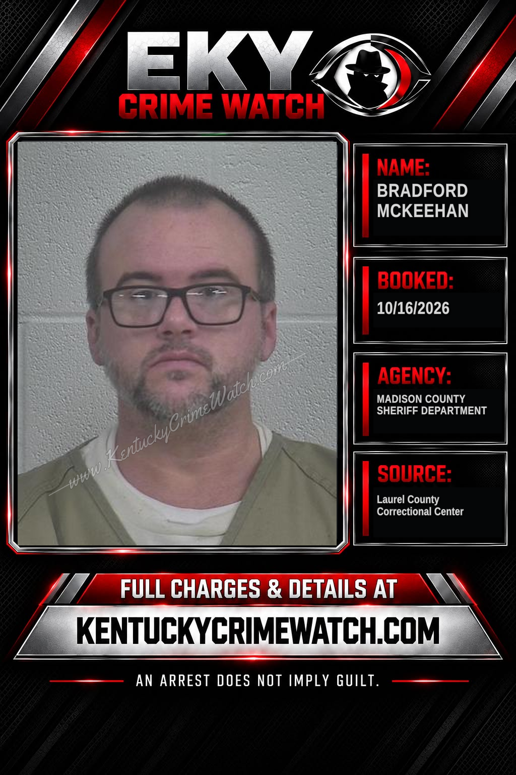 BRADFORD MCKEEHAN booking report card