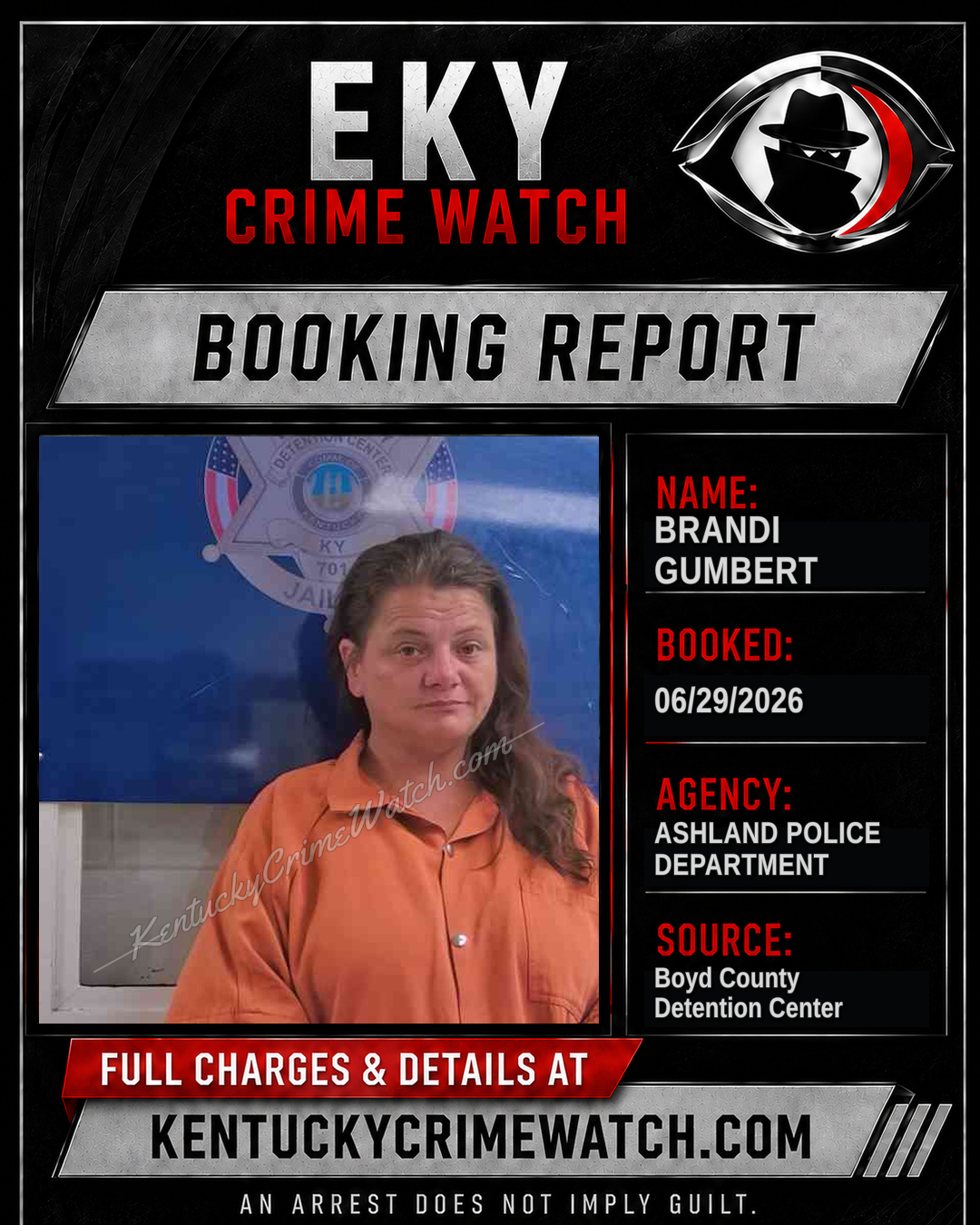 BRANDI GUMBERT booking report card