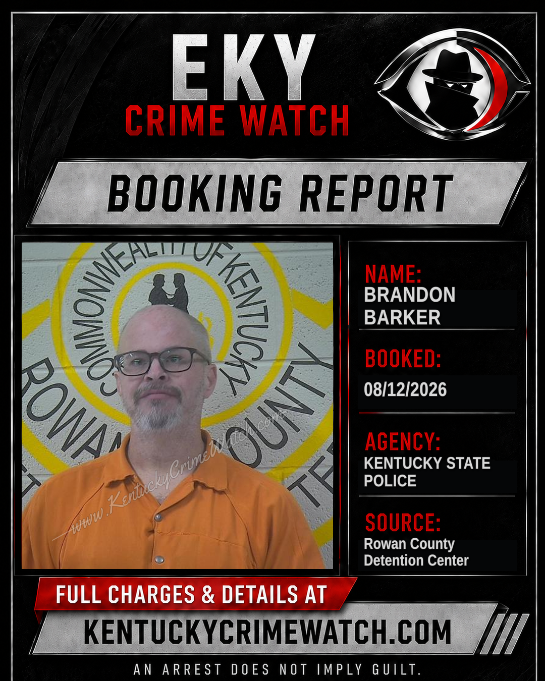 BRANDON BARKER booking report card