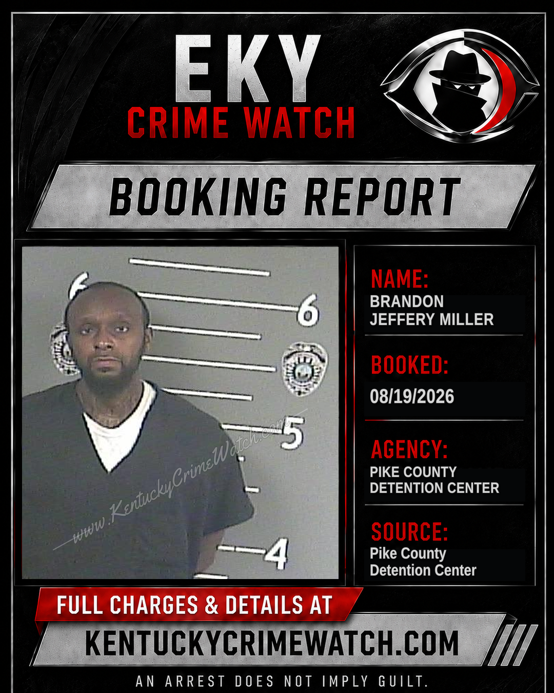 BRANDON JEFFERY MILLER booking report card