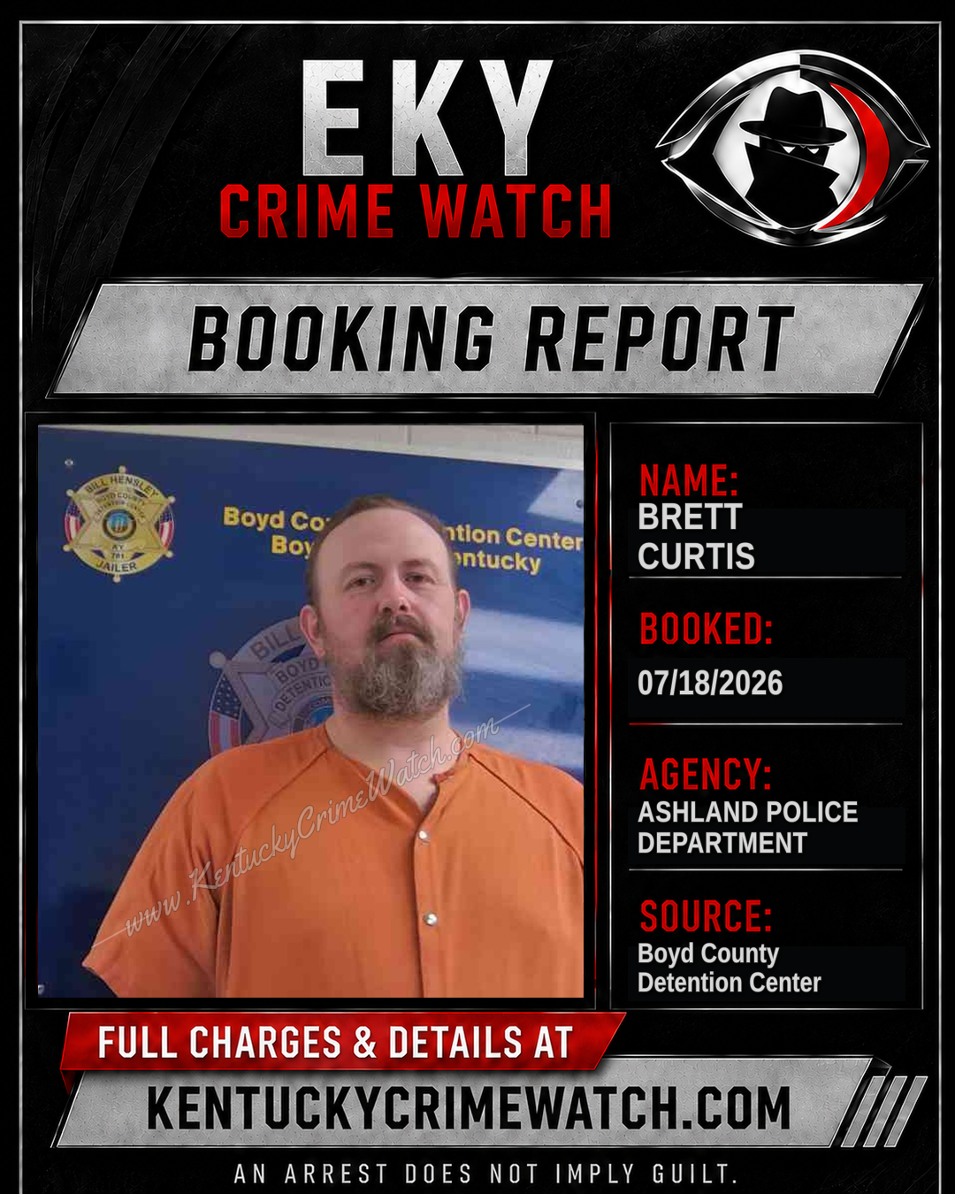 BRETT CURTIS booking report card
