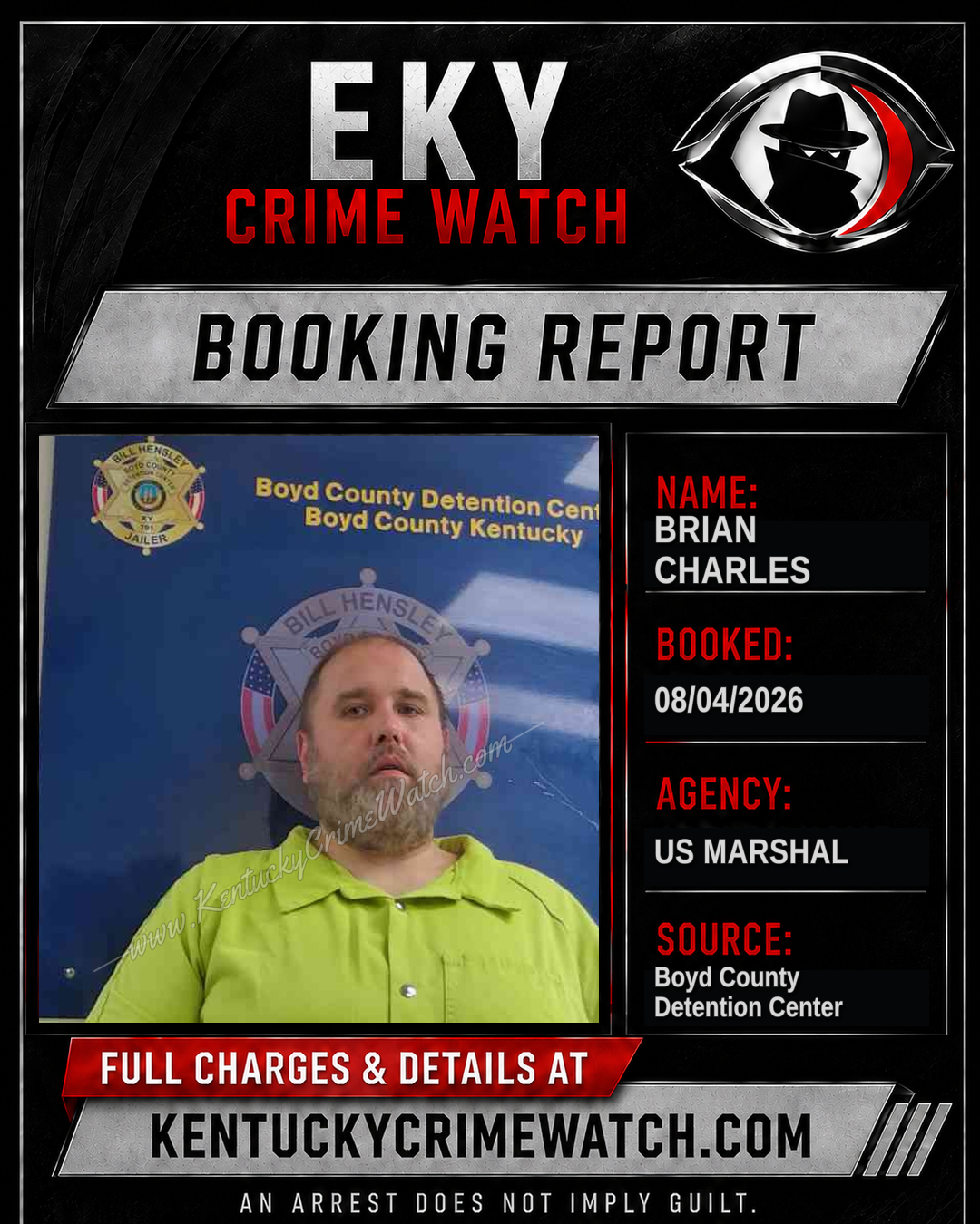 BRIAN CHARLES booking report card