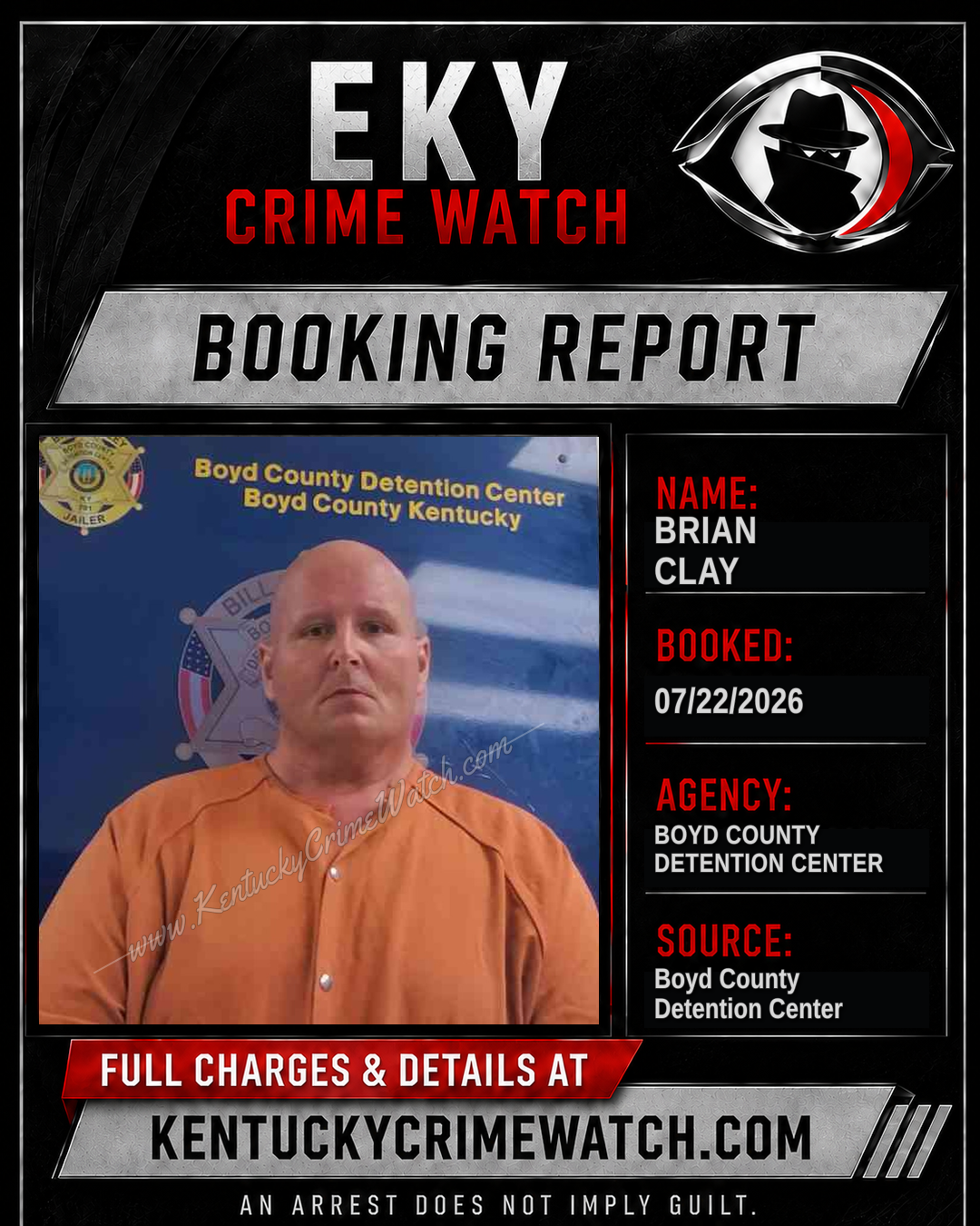 BRIAN CLAY booking report card