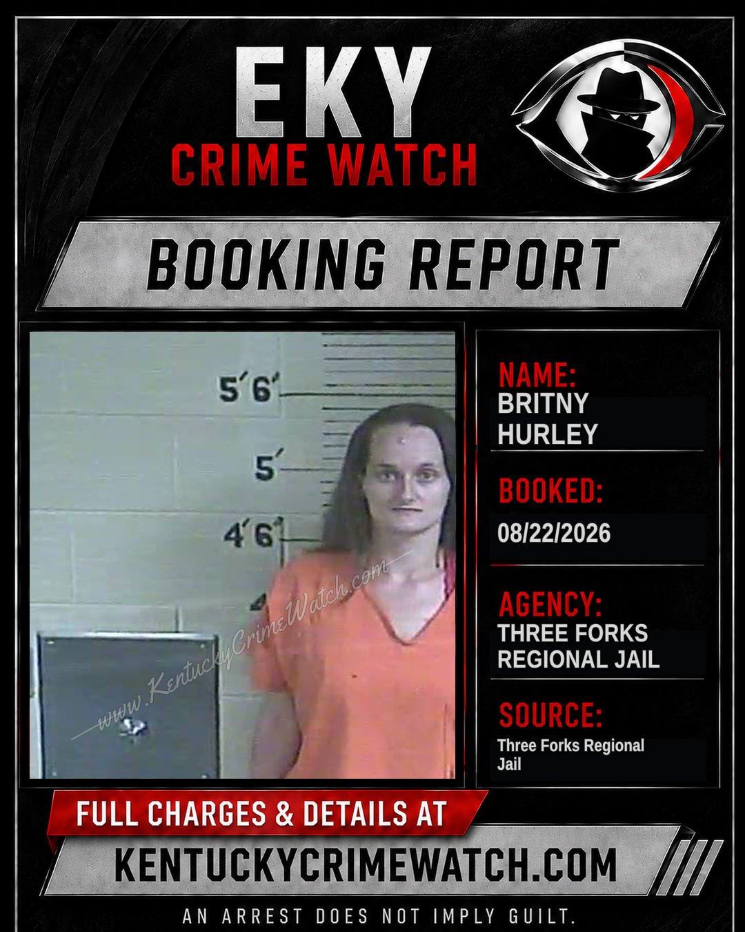 Britny Hurley booking report card