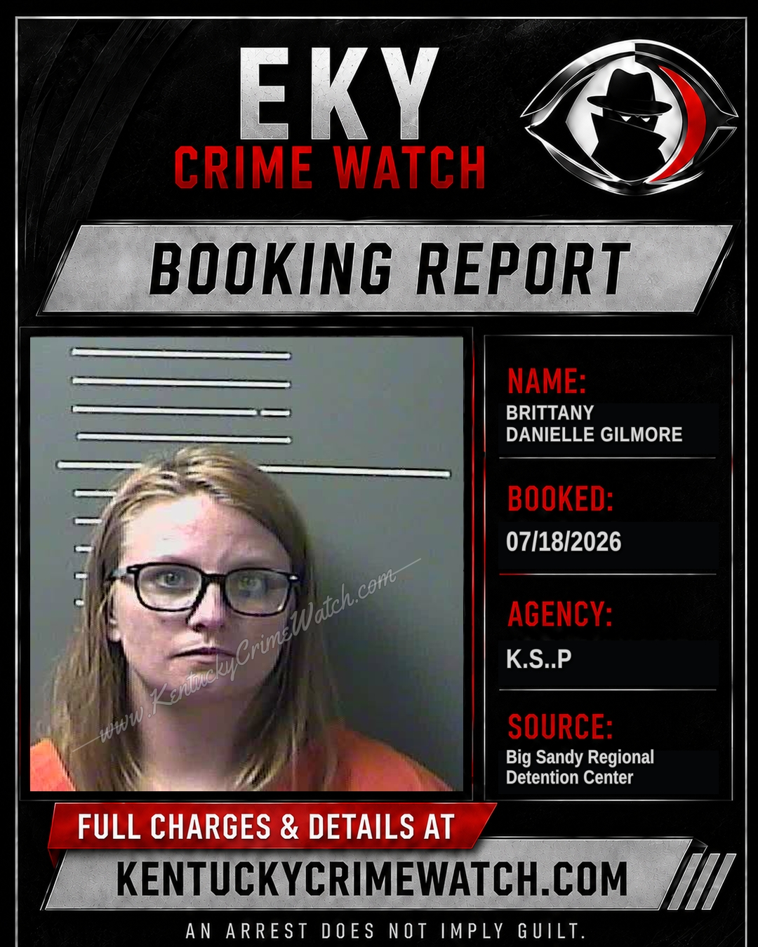 BRITTANY DANIELLE GILMORE booking report card