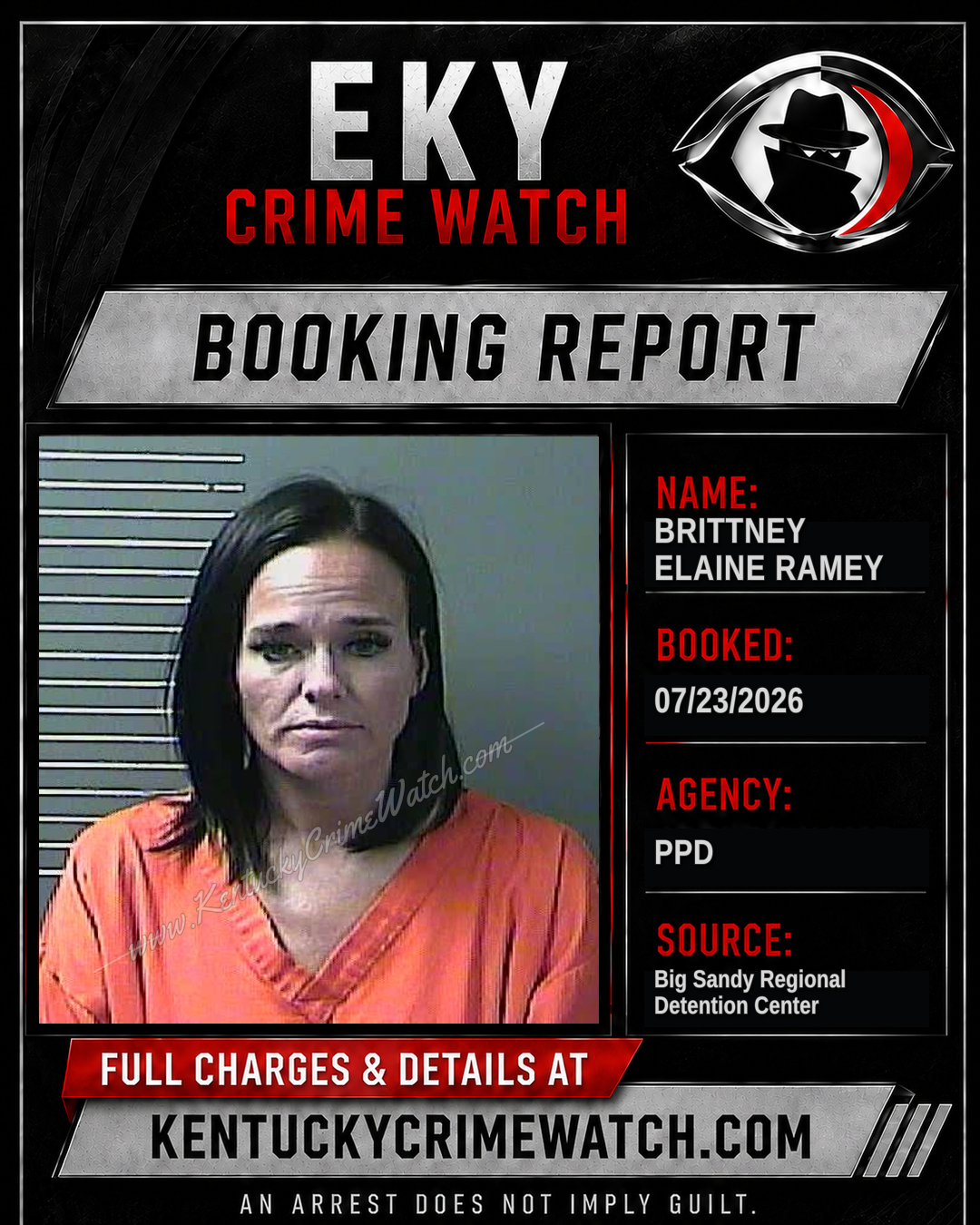BRITTNEY ELAINE RAMEY booking report card