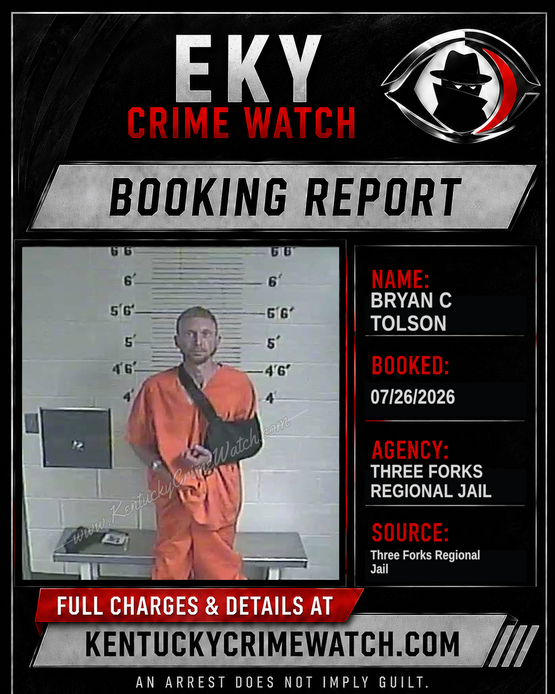 Bryan C Tolson booking report card