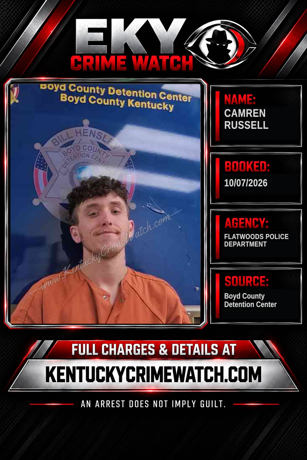 CAMREN RUSSELL booking report card