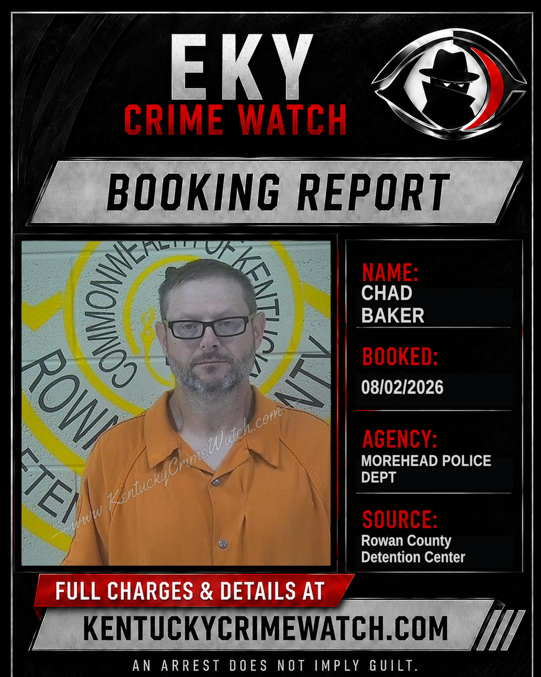 CHAD BAKER booking report card