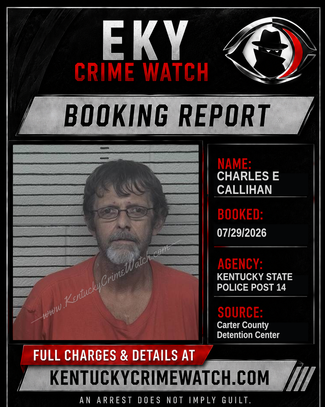 CHARLES E CALLIHAN booking report card