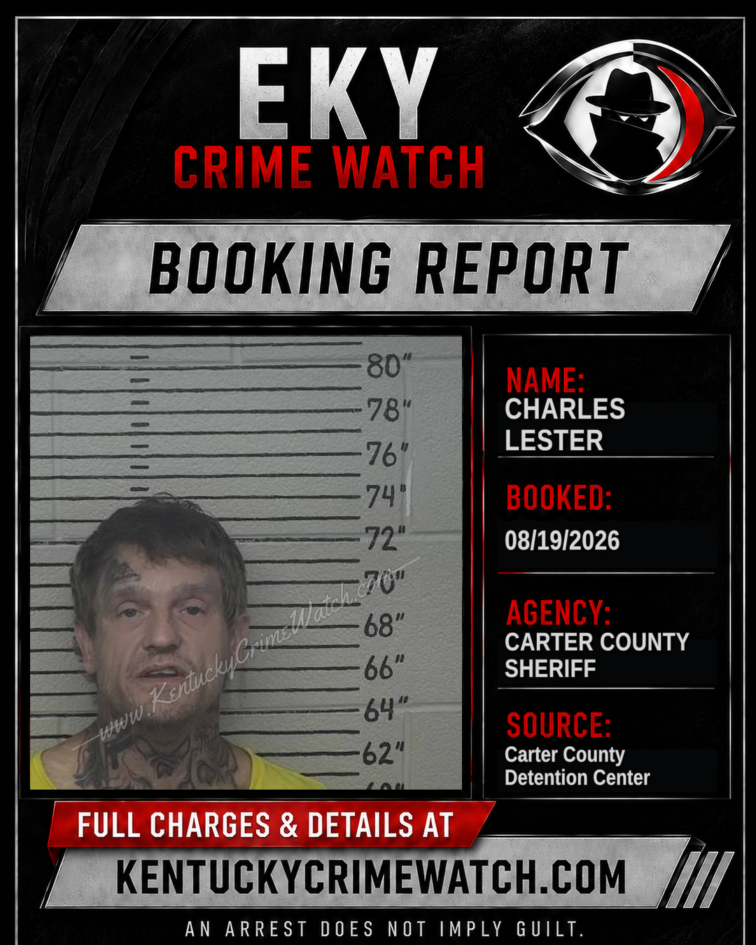 CHARLES LESTER booking report card