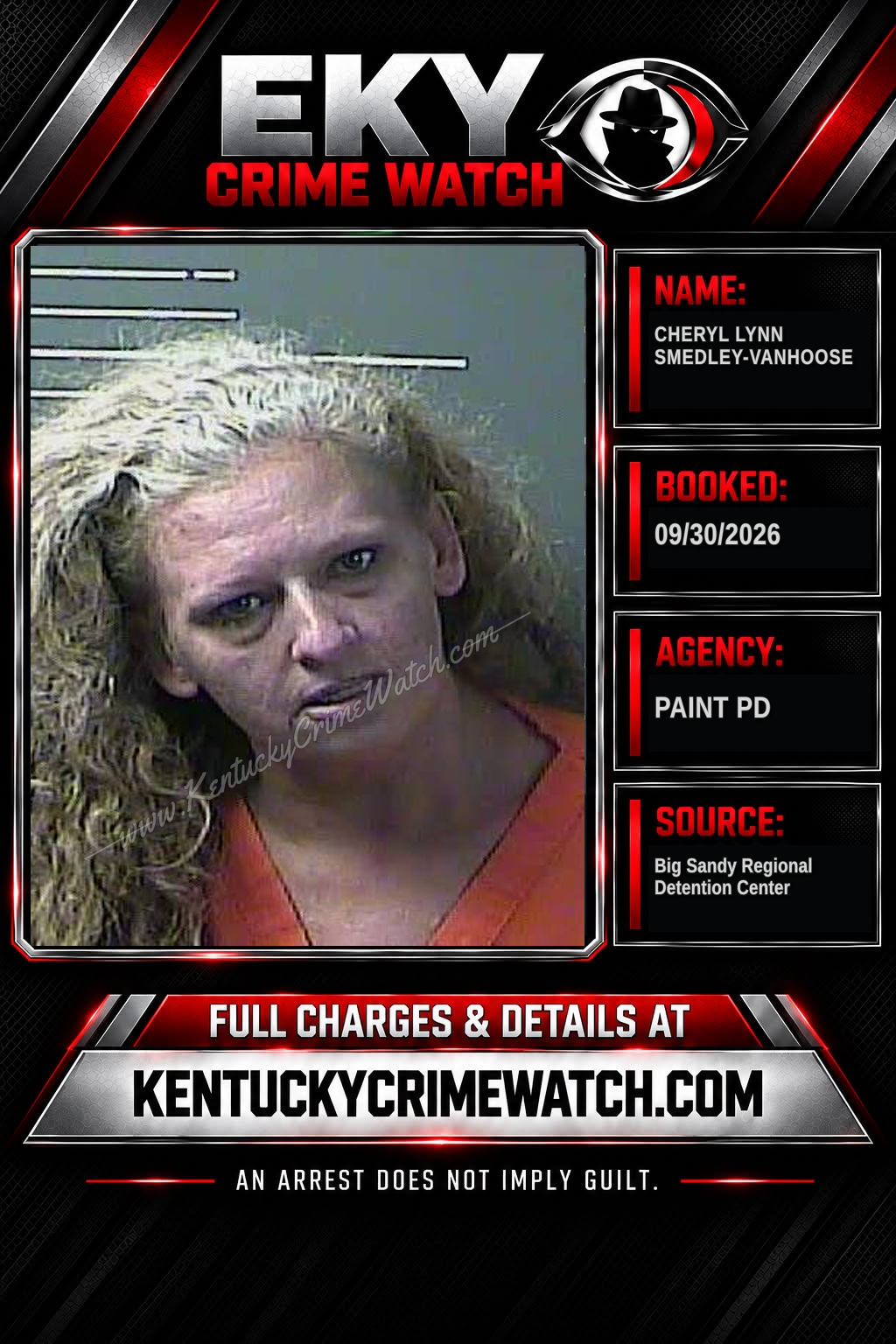 CHERYL LYNN SMEDLEY-VANHOOSE booking report card