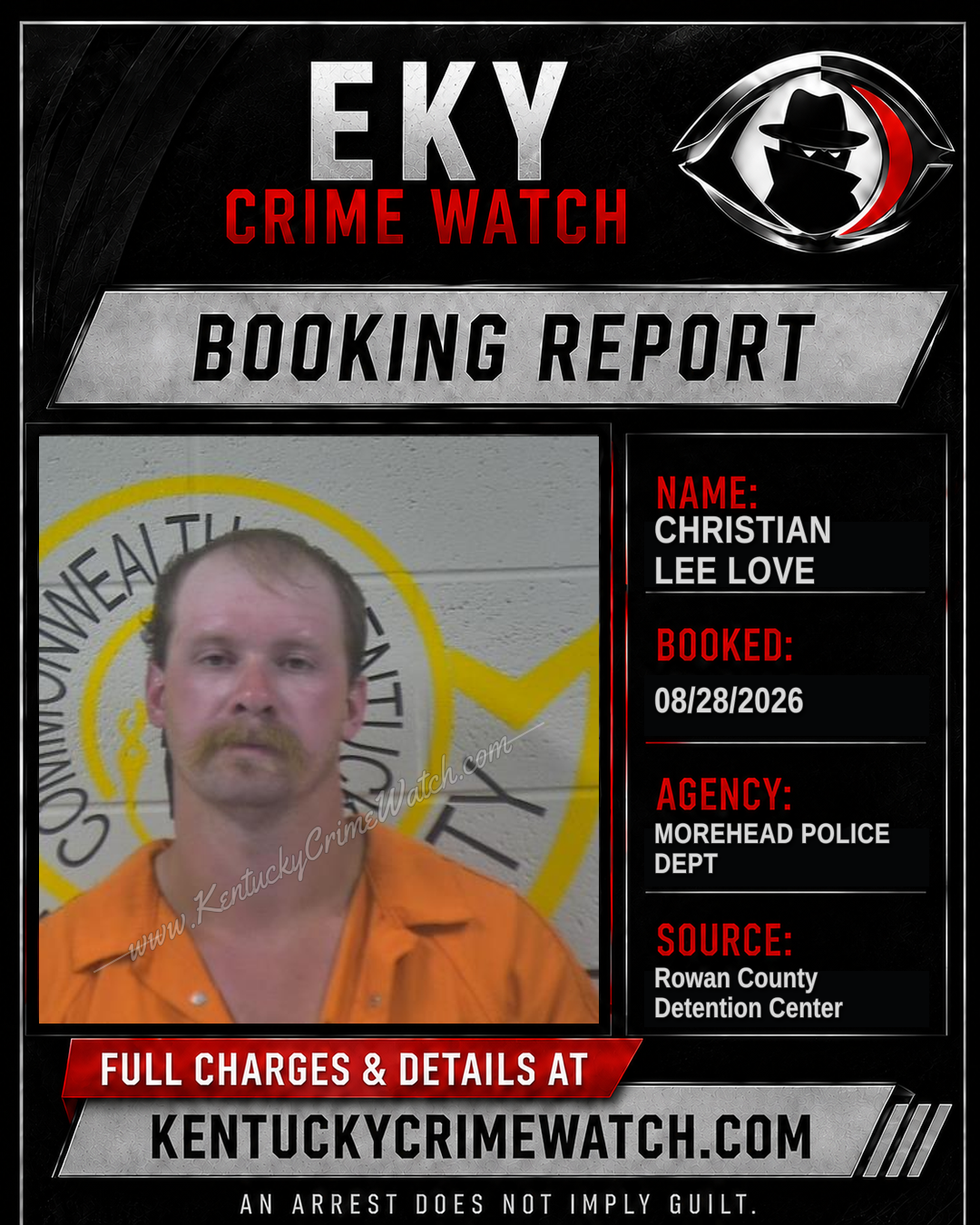 CHRISTIAN LEE LOVE booking report card