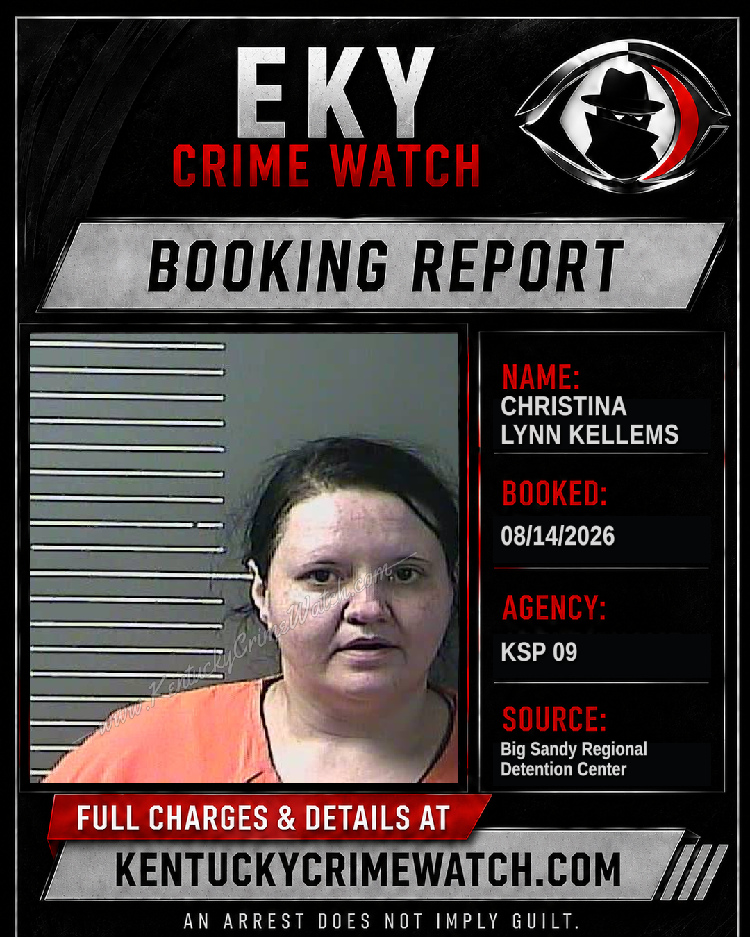 CHRISTINA LYNN KELLEMS booking report card