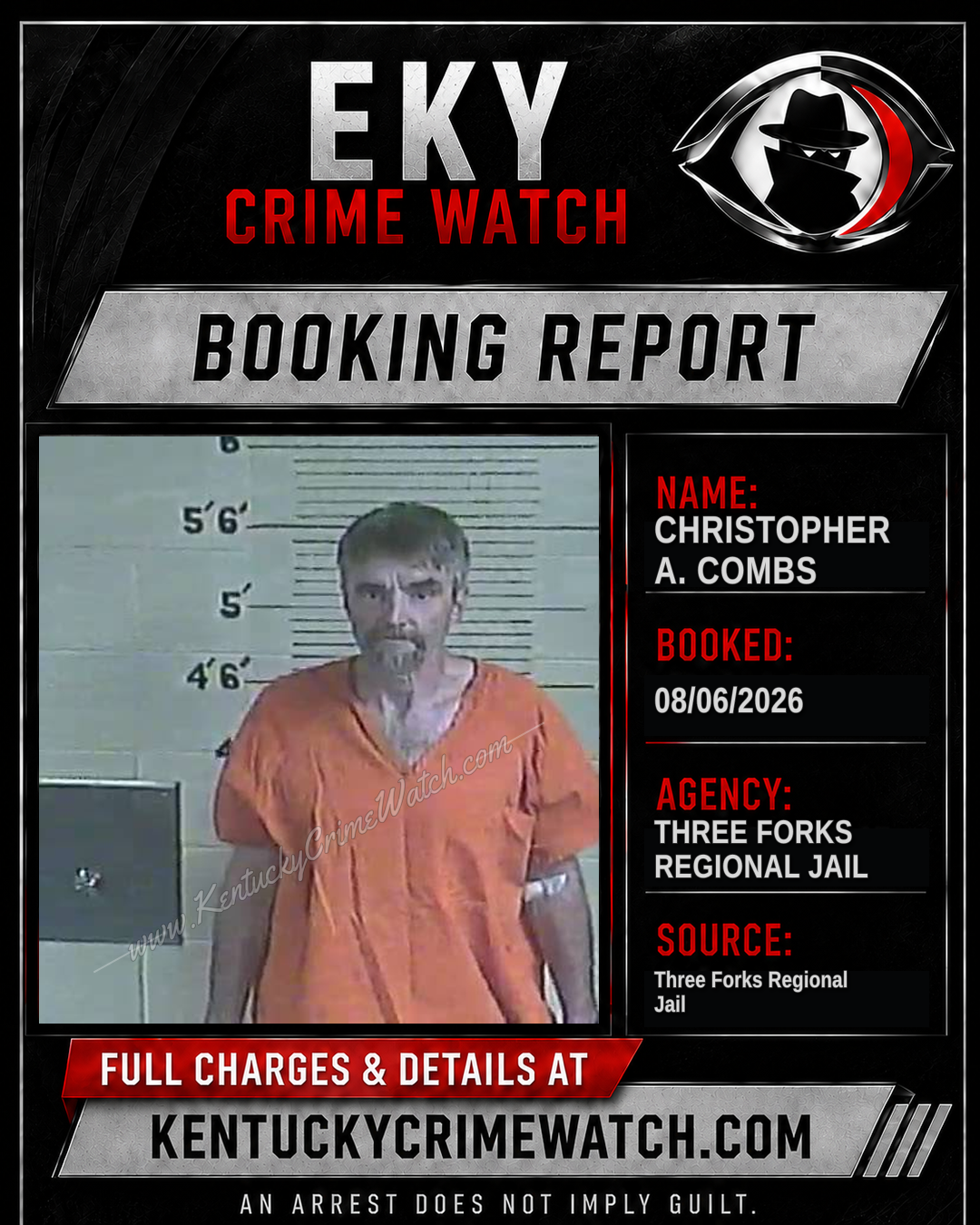 Christopher A. Combs booking report card