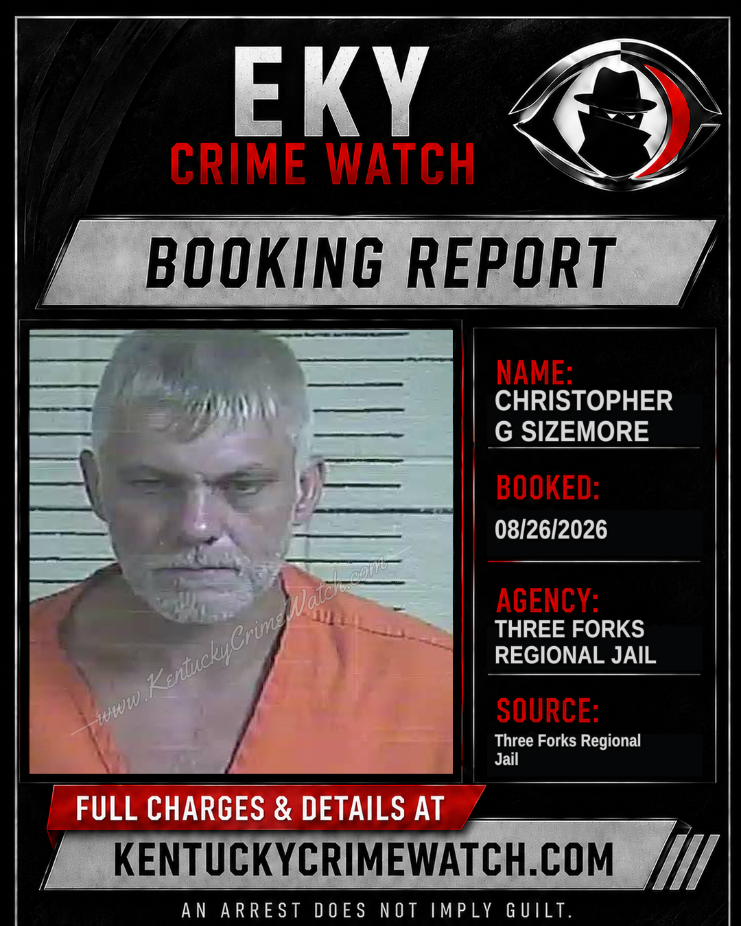 Christopher G Sizemore booking report card