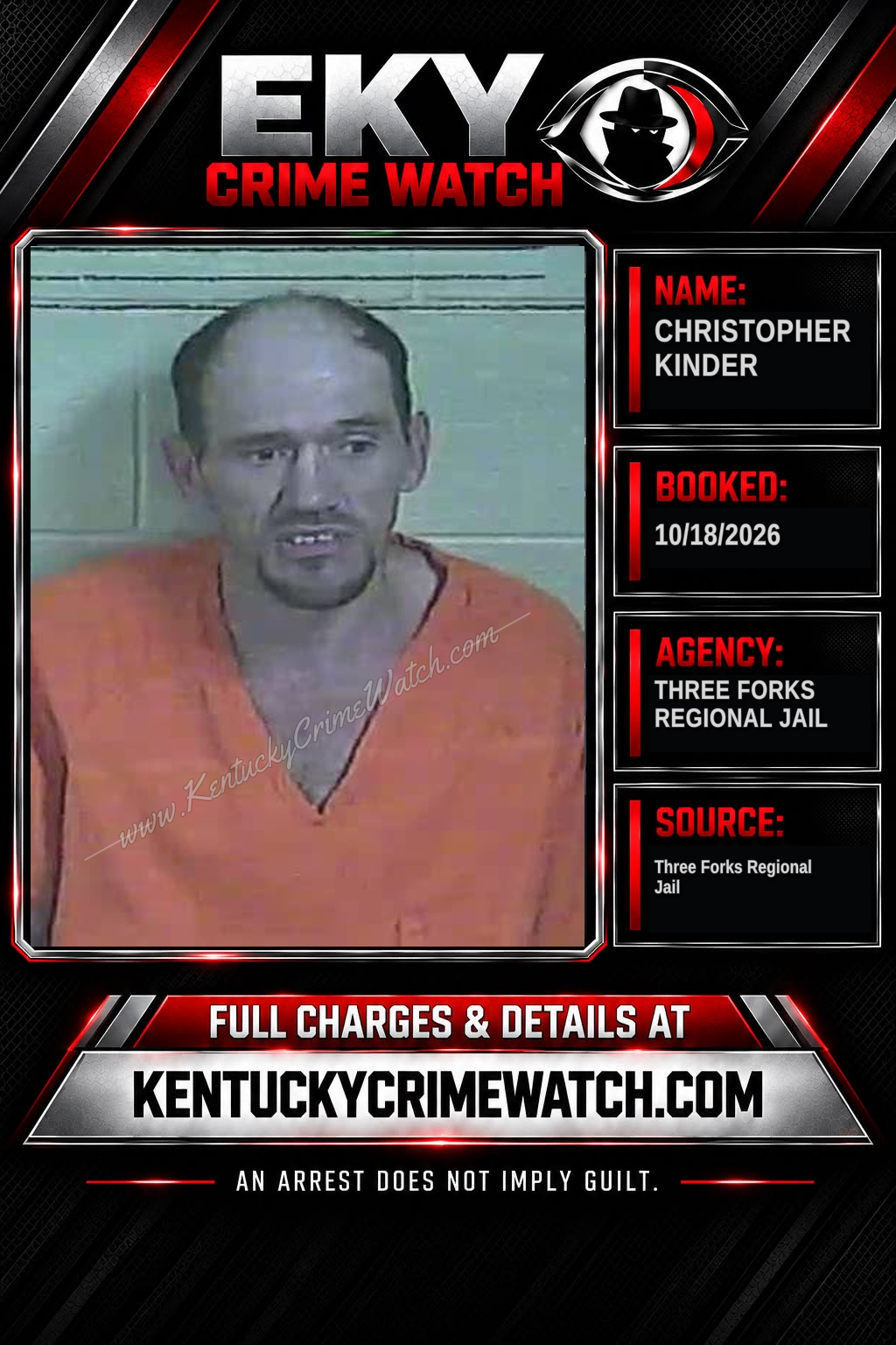 Christopher Kinder booking report card