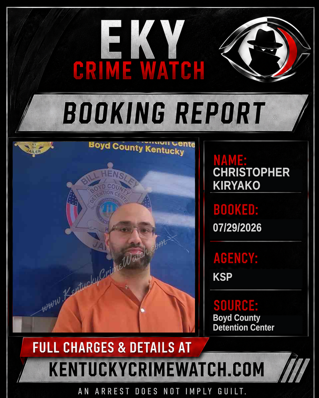 CHRISTOPHER KIRYAKO booking image