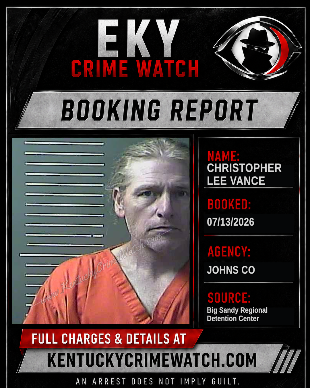 CHRISTOPHER Lee VANCE booking report card