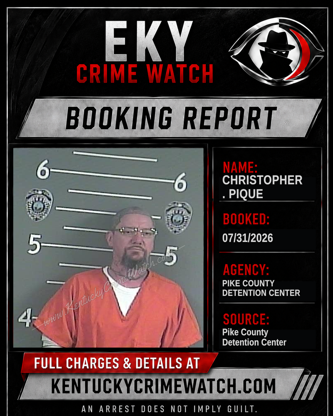 CHRISTOPHER . PIQUE booking report card