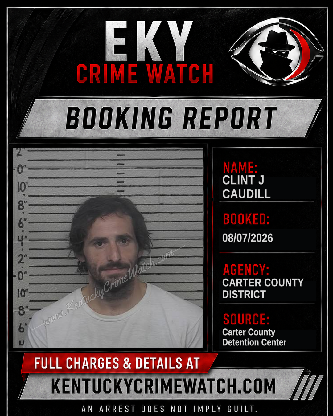 CLINT J CAUDILL booking report card