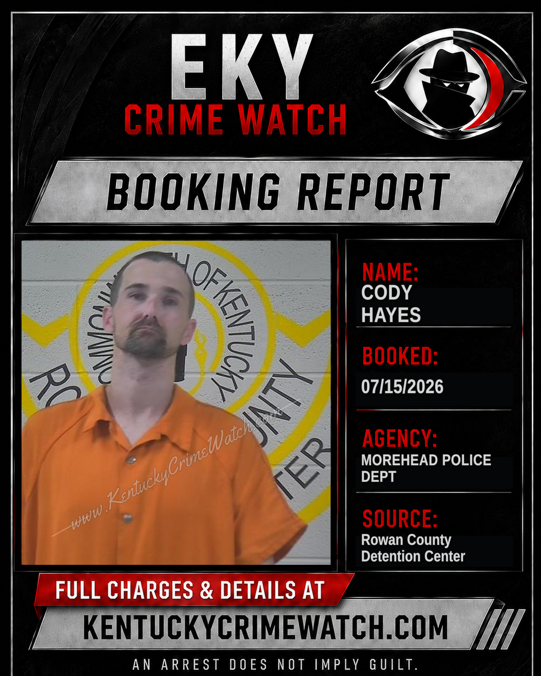 CODY HAYES booking report card