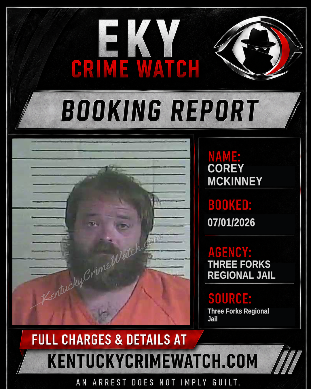 Corey McKinney booking report card