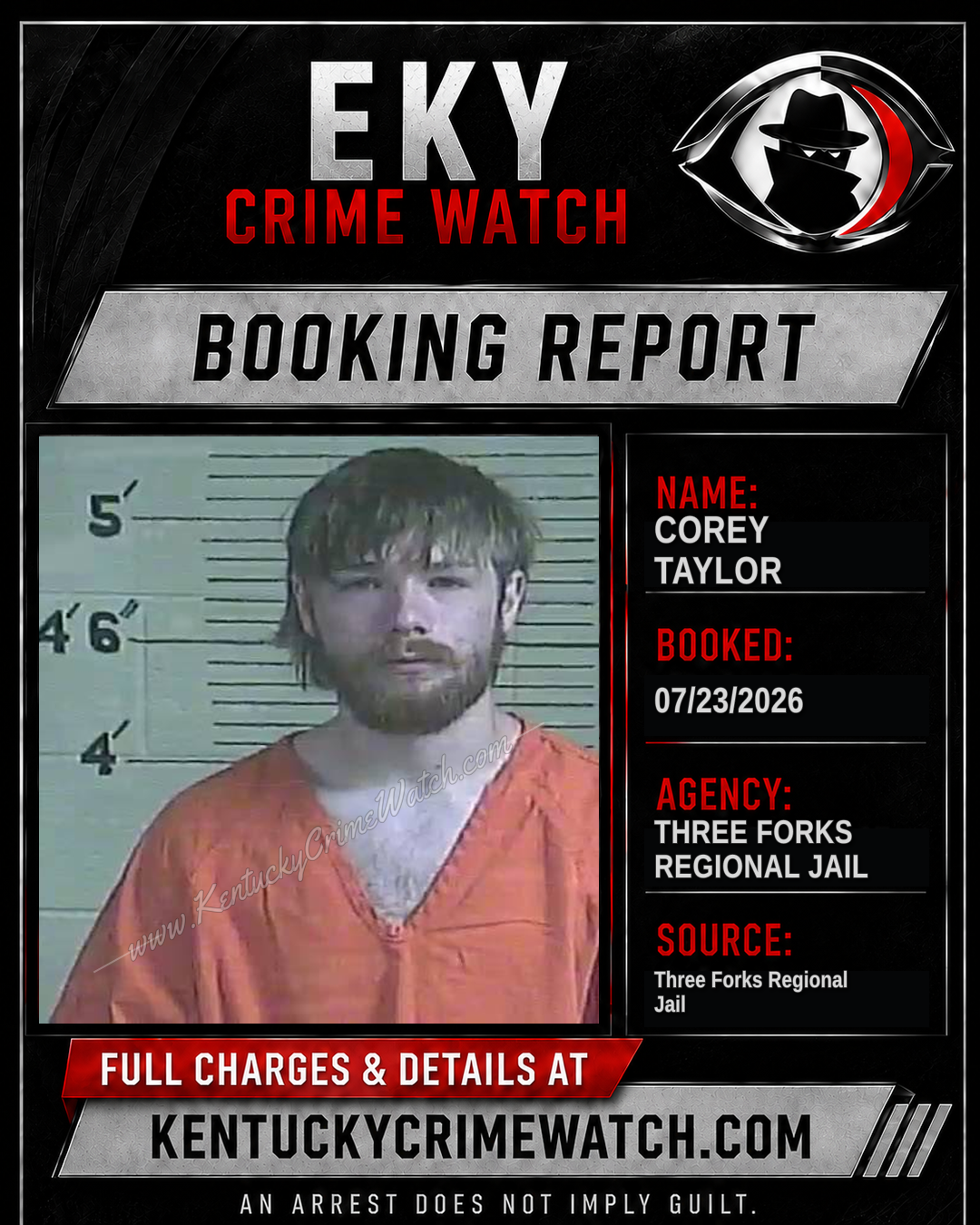 COREY TAYLOR booking report card